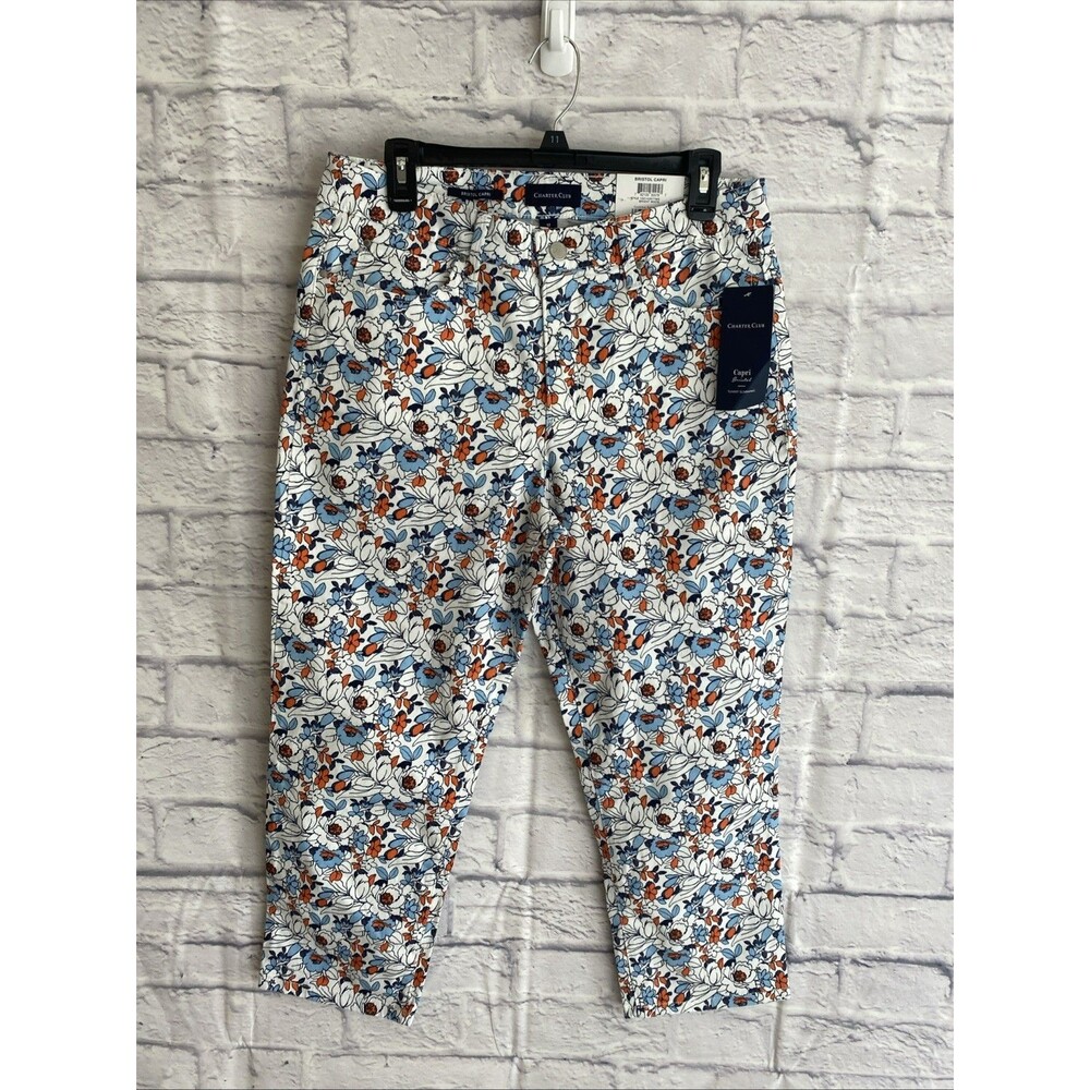 Charter Club Women’s NWT Tummy Slimming Floral Print Bristol Capri Pants Size 12